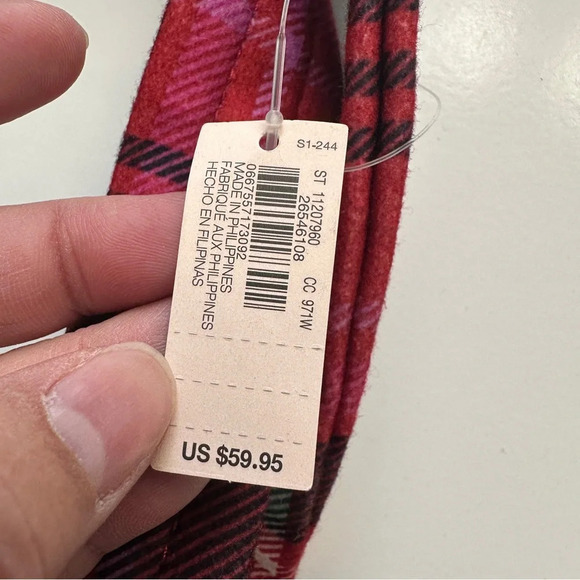 NWT Victoria's Secret Holiday Christmas Plaid Fleece-Trim Tote Bag - Picture 7 of 14